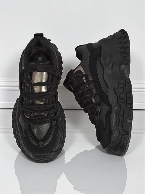 Aurelia Nero – Жіночі Снікерси Chunky з Екологічної Шкіри Чорний 6,5 см