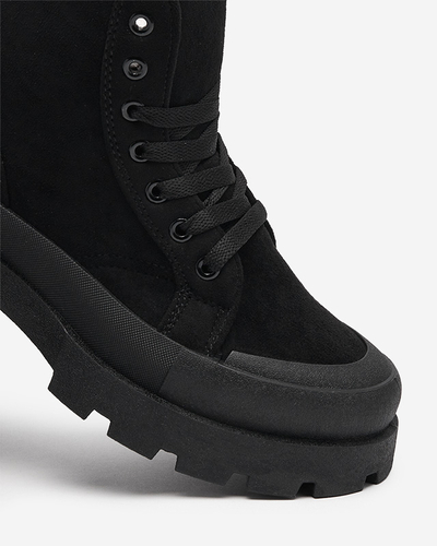 Dámské černé kozačky s eko semišem Lolut- Footwear