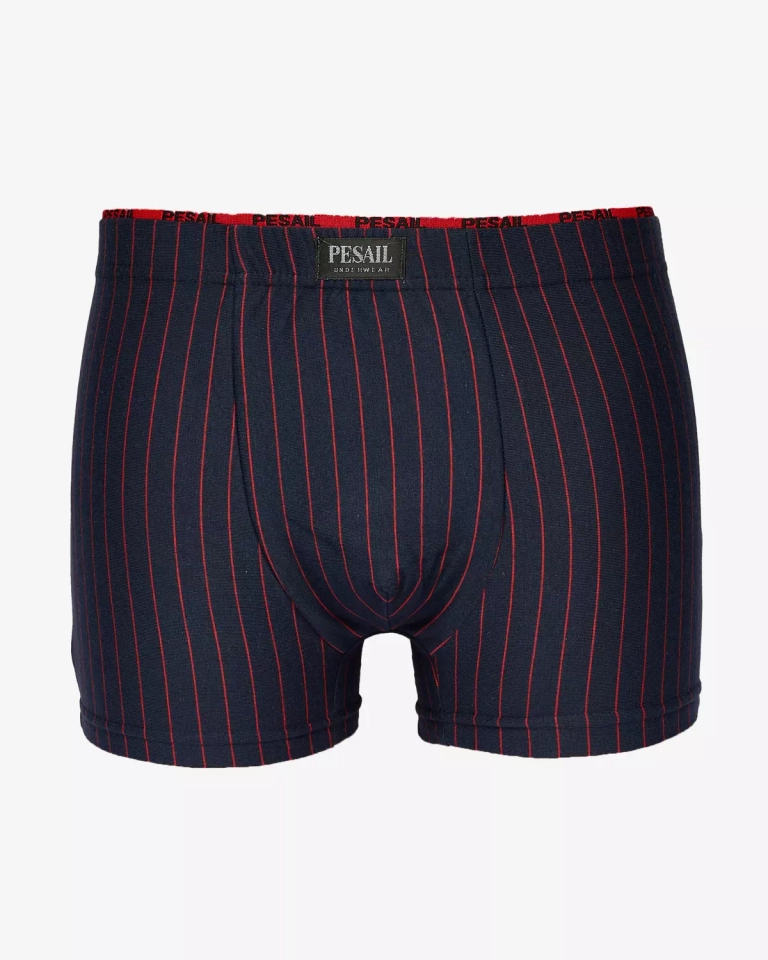 Royalfashion Námořnicky modré pánské boxerky s červenými pruhy