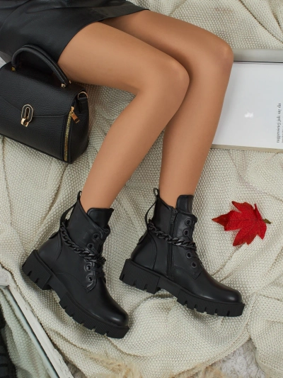 Eko kožené šněrovací dámské kotníkové boty Anviq