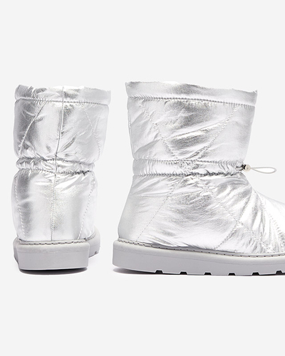 Сріблясті жіночі утеплені черевики а-ля снігоступи Kaliolen - Взуття