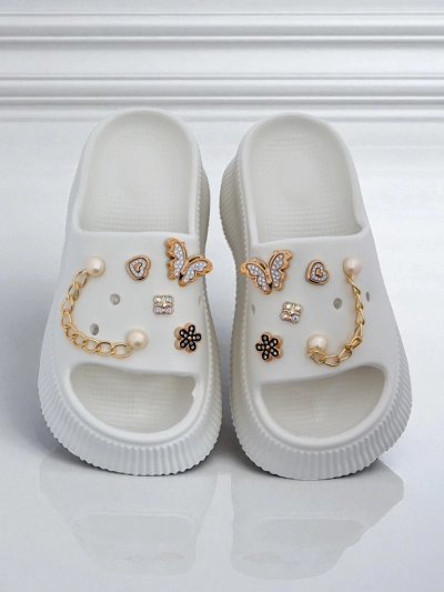 Royalfashion Dámské gumové sandály s ozdobami Slash Glam