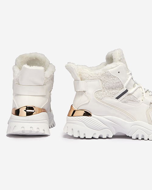 Білі жіночі спортивні кросівки з хутром Sagglo- Footwear