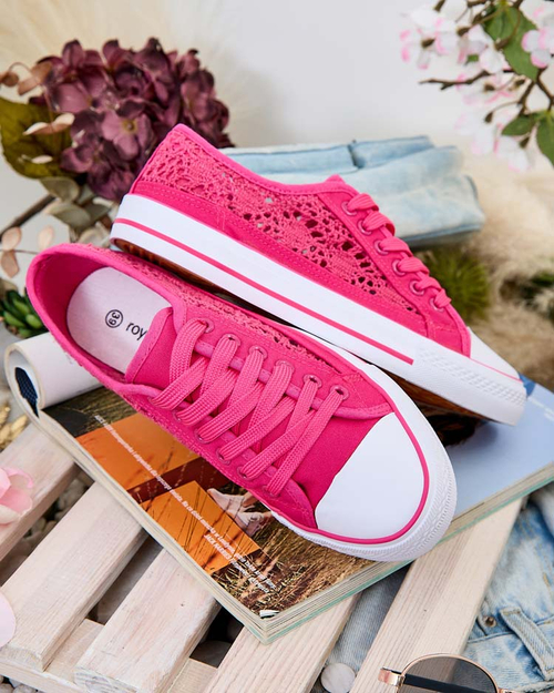 Жіночі кеди Callista Fuksja - легка тканина, плоска підошва 2,5 см