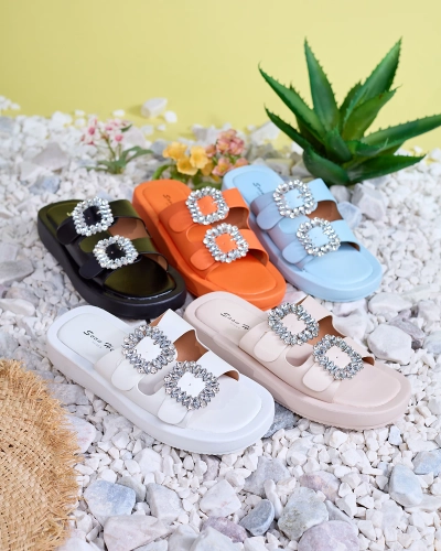 Modré dámské pantofle s krystaly Azazel - Obuv