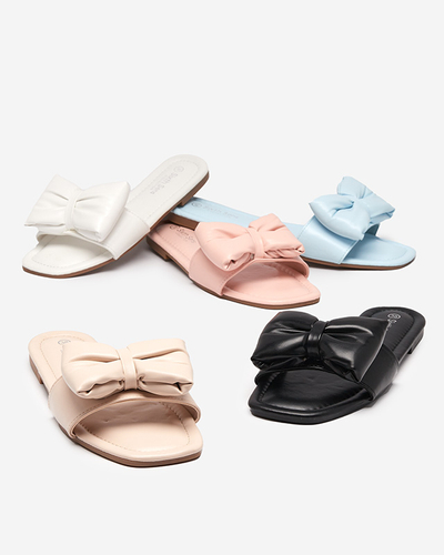 OUTLET Růžové dámské žabky s mašlí Macline - Obuv