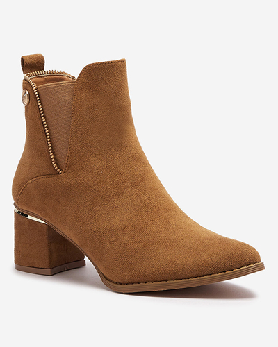 Světle hnědé dámské nízké kozačky na podpatku Xizia - Obuv