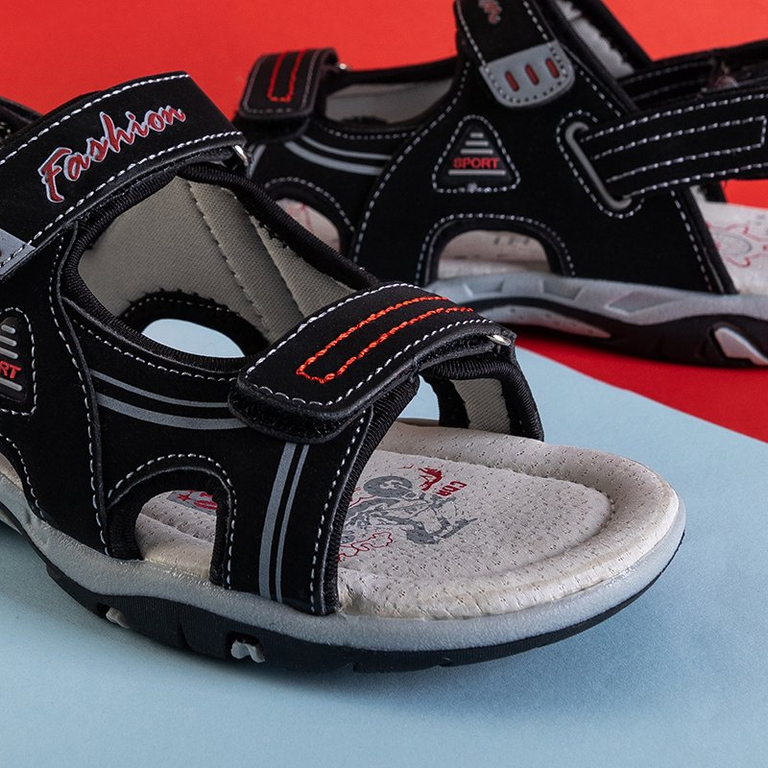 Černé chlapecké sandály na suchý zip Monekin - Obuv