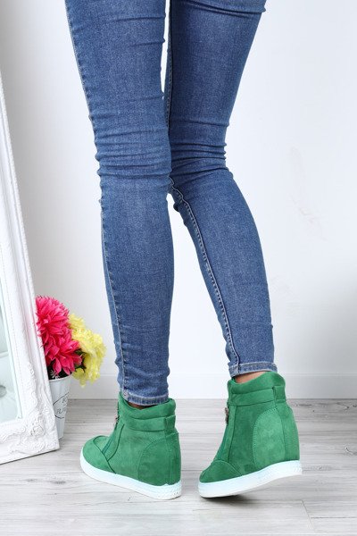 Zielone sneakersy na koturnie Velicienta - Obuwie