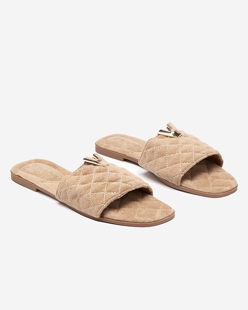 Жіночі світло-коричневі тапочки з декором Holise - Взуття