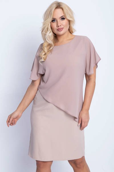 Бежеве плаття вище коліна PLUS SIZE - Одяг 1