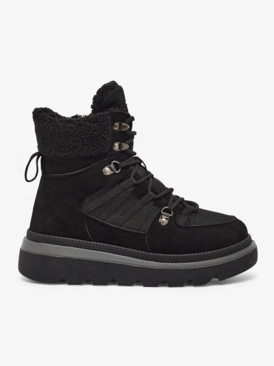 Dámské Kotníkové Boty Aurora Černé Kožené Elegantní na Podzim