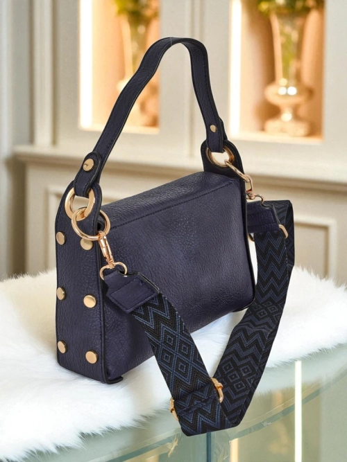 Жіноча Сумка Melia Cielo – Темно-синя Екошкіра з Мотивом Бджоли