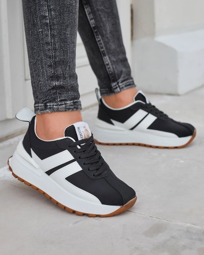 Černá dámská sportovní obuv z ekokůže s barevnými vsadkami Tifora- Obuv