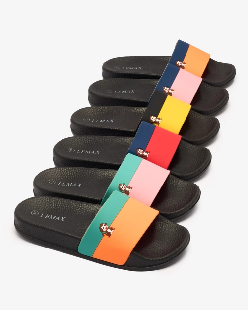 Royalfashion Помаранчеві та темно-сині жіночі гумові шльопанці Lierigs