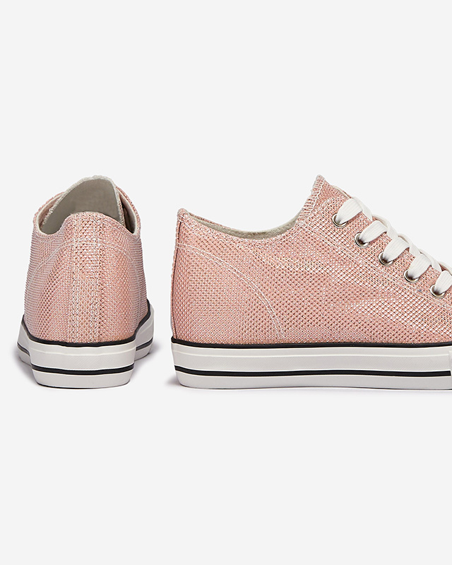 Růžové dámské tenisky na skryté kotvě s lesklou nití Seggat- Obuv