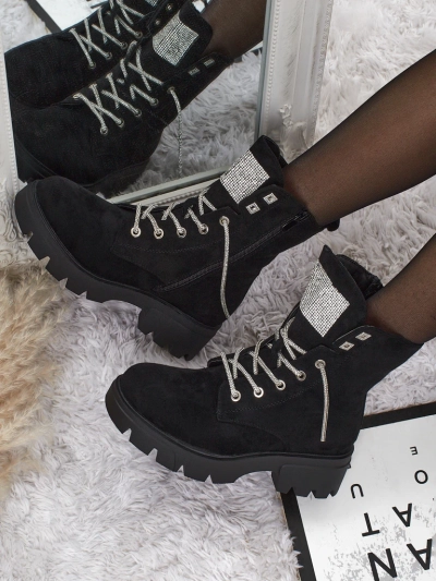 Eko semišové šněrovací dámské kotníkové boty Tessaro