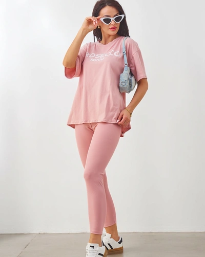 Royalfashion Жіночий бавовняний комплект із короткими рукавами та легінсами