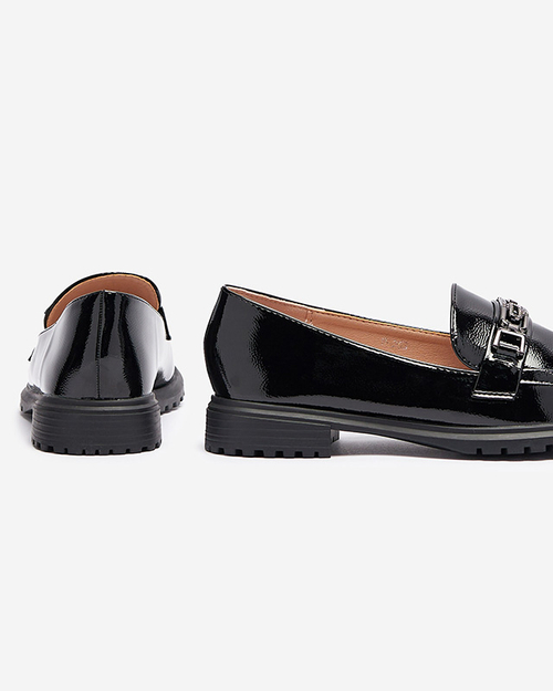 Жіночі лаковані мокасини з орнаментом чорного кольору Horiff- Footwear