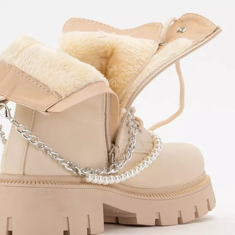 OUTLET Krémové dámské tašky s řetízkem a perličkami Agsiva - Obuv