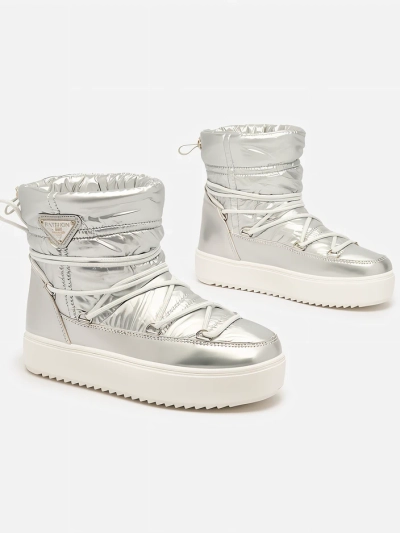 Royalfashion Dámské stříbrné nazouvací boty Vevnose a'la snow boots