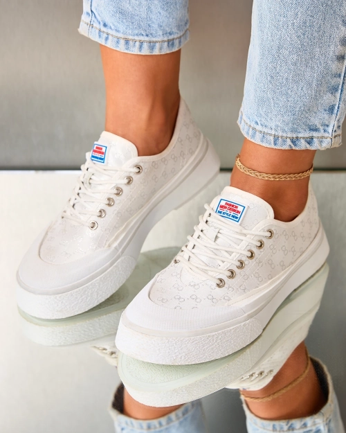 Royalfashion Білі жіночі кеди на платформі Ferriva
