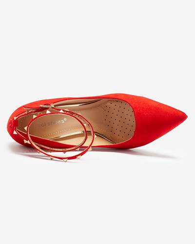 Червоні жіночі туфлі на високому каблуці з ремінцем на щиколотці Altans - Туфлі