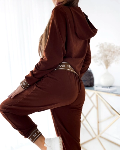 Royalfashion Dámská tmavě hnědá mikinová souprava