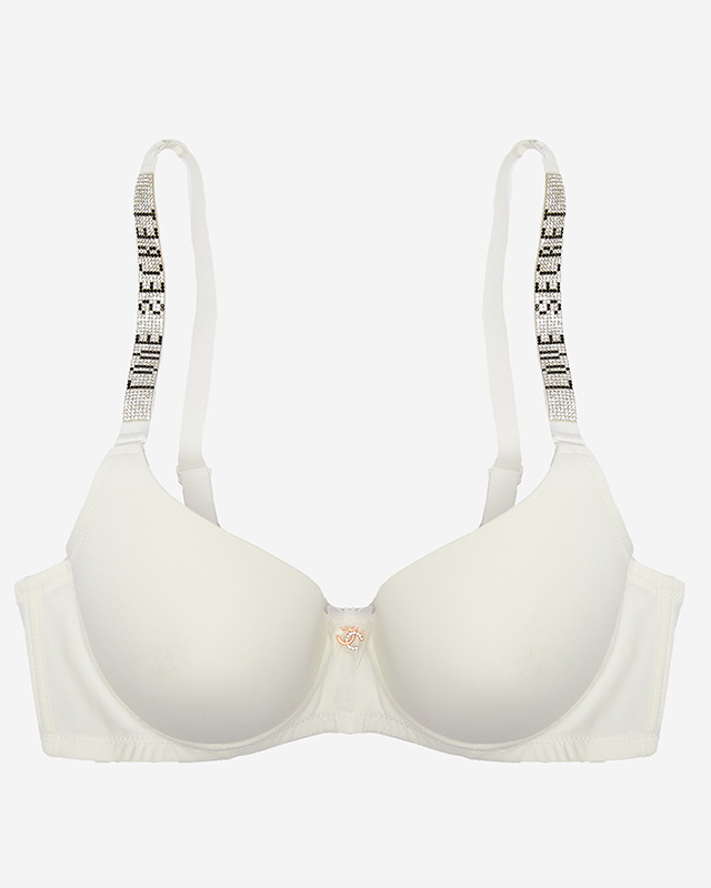 Hladká bílá vyztužená podprsenka se zdobenými ramínky - spodní prádlo