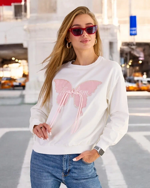 Жіночий бавовняний світшот з тонким принтом Royalfashion