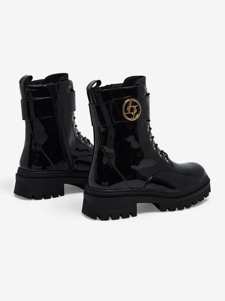 Lakované Botki Damskie eko skórzane Eulin