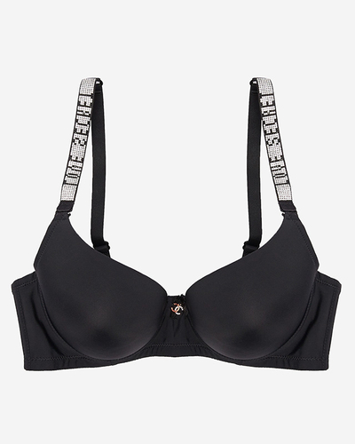 Hladká černá vyztužená podprsenka se zdobenými ramínky - spodní prádlo