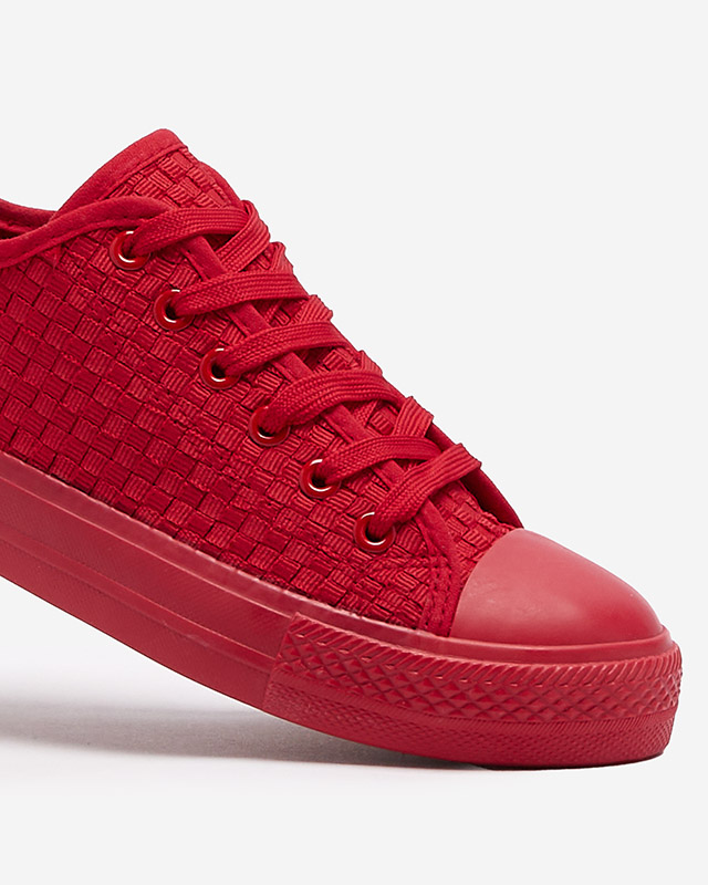 Červené dámské tenisky s reliéfem Aklina - Obuv