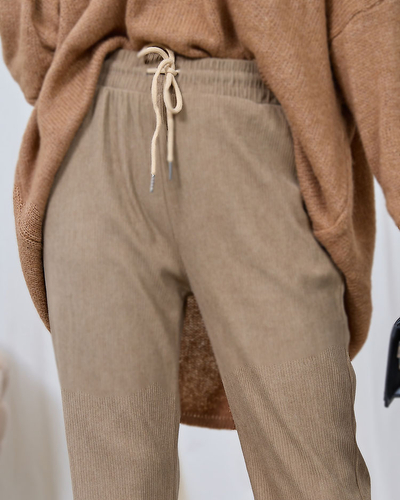 Royalfashion Dámské manšestrové kalhoty v khaki barvě