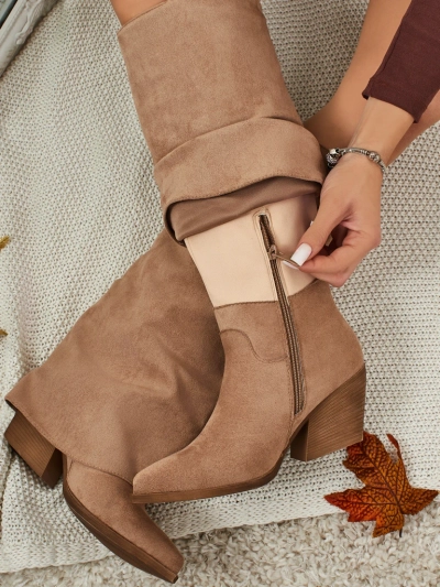 Dámské kozačky eko semišové s vrškem Tauren