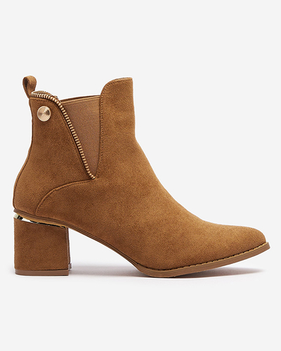 Světle hnědé dámské nízké kozačky na podpatku Xizia - Obuv