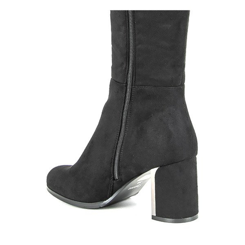 Чорні ботфорти з еко-замші на вищому каблуці Slavonea - Взуття