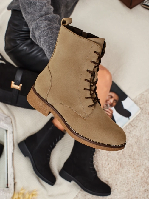 Еко шкіряні матові шнуровані жіночі ботільйони Treviline