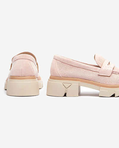 Růžové dámské ažurové mokasíny na pevné podrážce Ejina - Obuv