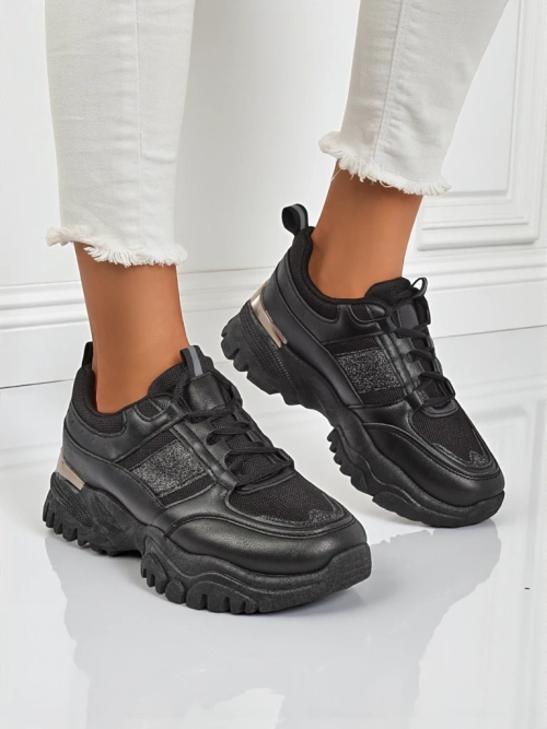 Жіночі кросівки Arete Nero на плоскій підошві зі шкіри екологічної
