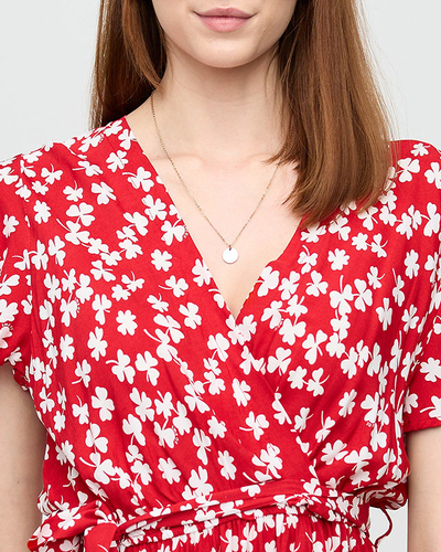 Dámské červené maxi šaty s jetelem - Oblečení