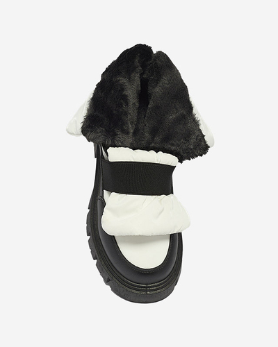 Жіночі снігоступи на плоскій підошві в чорно-білому кольорі Ferory- Footwear