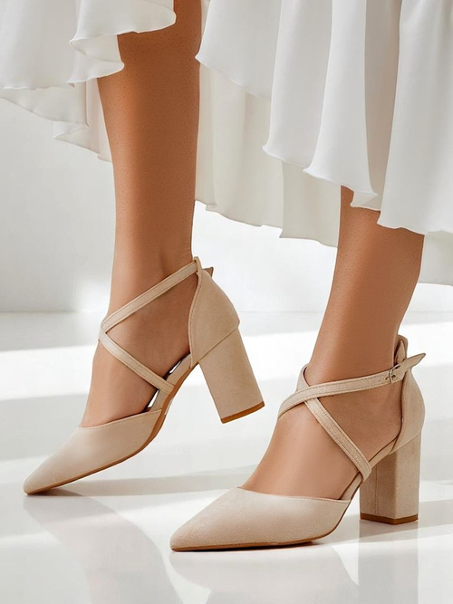 Royalfashion жіночі еко-замшеві туфлі на підборах з ремінцями Kanastru