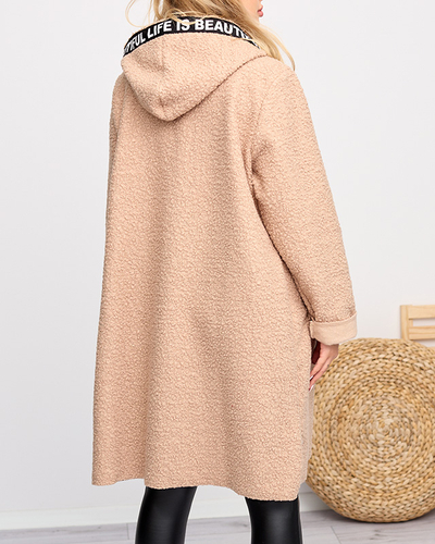 Бежева жіноча куртка Пальто з капюшоном - Одяг