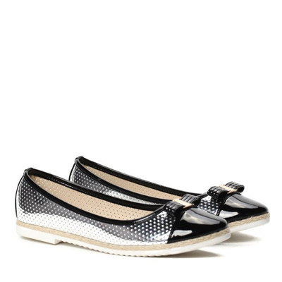 Srebrno-czarne baleriny z lakierowanym noskiem Tossa - Obuwie