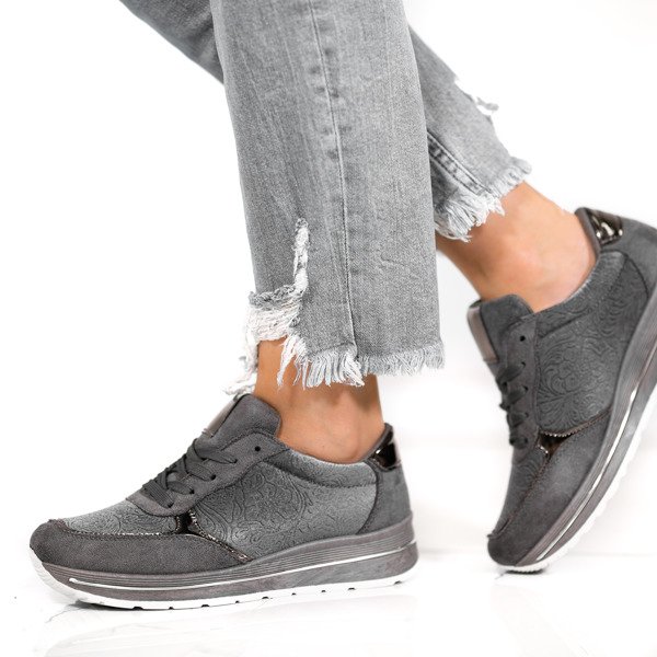 Szare sportowe buty z welurem Jessy - Obuwie