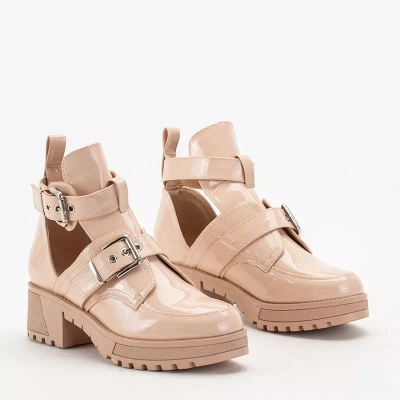 OUTLET Béžové dámské kozačky s ražbou Lerika - Obuv