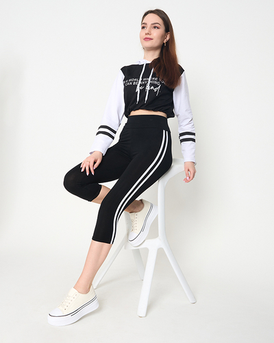 Černé dámské legíny s pruhy - Oblečení