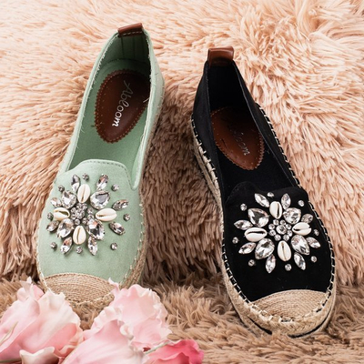 Černé espadrily na platformě s krystaly Mraque - Footwear 1