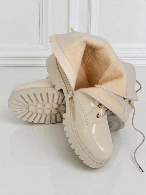 Бежеві ботильйони Ariadne з екологічної шкіри на блискавці, круглий носок стильні